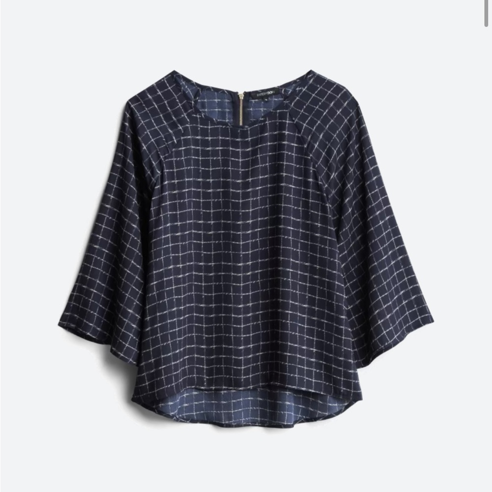 Blouse, Navy pattern, size small